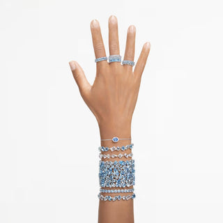 Pulsera Swarovski Gema, Tallas mixtas, Azul, Baño de rodio - 5666018 