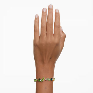 Pulsera Swarovski Gema, Tallas mixtas, Verde, Baño tono oro - 5652822 