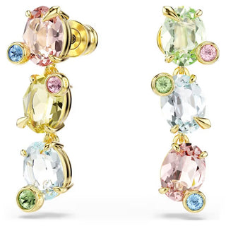 Swarovski - Gema drop earrings, Asymmetrical design, Mixed cuts, Multicolored, Gold-tone plated 5714815