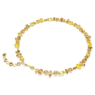 Swarovski Gema Tennis necklace, Mixed cuts, Yellow, Gold-tone plated 5718071