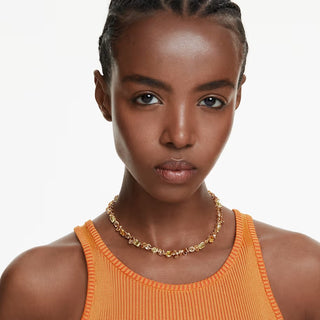 Swarovski Gema Tennis necklace, Mixed cuts, Yellow, Gold-tone plated 5718071