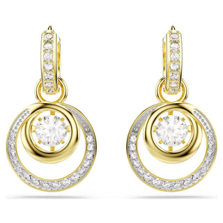 Swarovski Hyperbola drop earrings, Round cut, White, Gold-tone plated 5738249