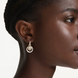 Swarovski Hyperbola drop earrings, Round cut, White, Gold-tone plated 5738249