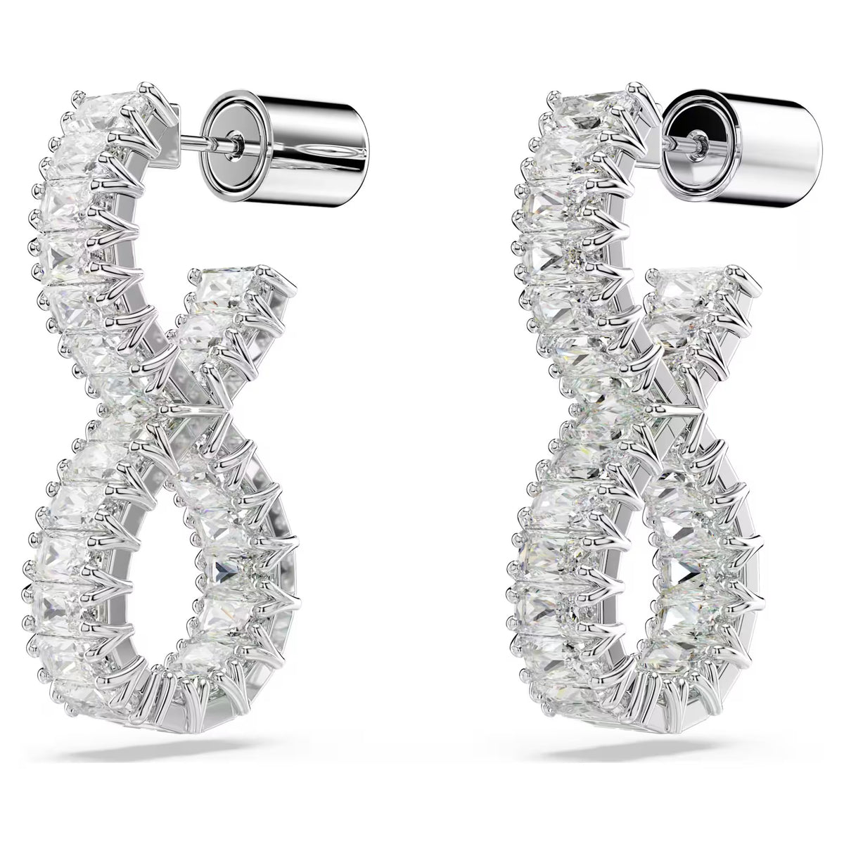 Swarovski - Pendientes aros Hyperbola, Infinity, blanco, Baño de rodio - 5684047 