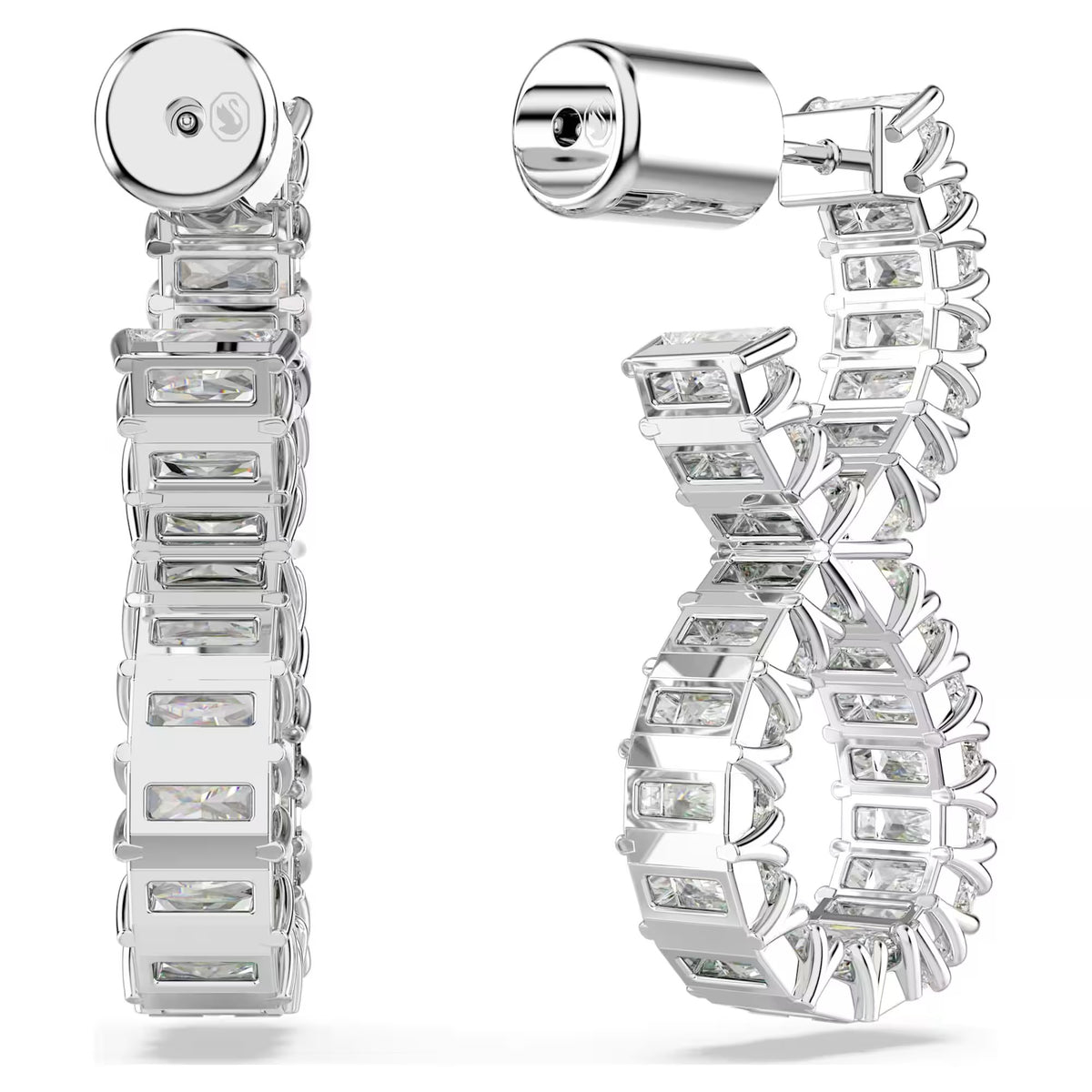 Swarovski - Pendientes aros Hyperbola, Infinity, blanco, Baño de rodio - 5684047 