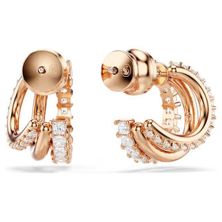 Swarovski - Hyperbola hoop earrings Mixed cuts, Mini, White, Rose gold-tone plated - 5698702