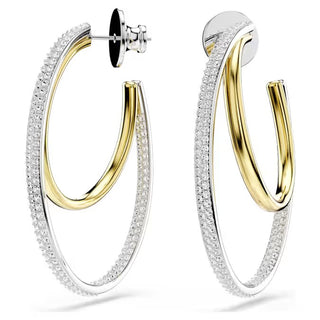 Swarovski - Hyperbola hoop earrings, Round cut, Medium, White, Mixed metal finish - 5702400