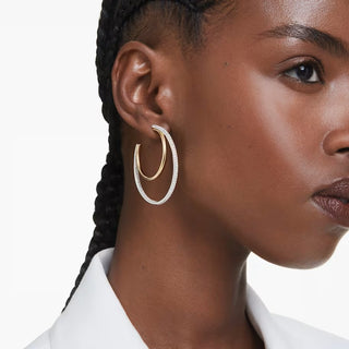Swarovski - Hyperbola hoop earrings, Round cut, Medium, White, Mixed metal finish - 5702400
