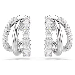 Swarovski Hyperbola hoop earrings, Round cut, Mini, White, Rhodium plated 5737110