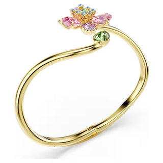 Swarovski - Idyllia bangle, Mixed cuts, Flower, Multicolored, Gold-tone plated 5709028