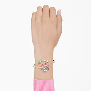 Swarovski - Idyllia bangle, Mixed cuts, Flower, Multicolored, Gold-tone plated 5709028