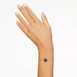 Pulsera Swarovski Idyllia, Cortes mixtos, Trébol, Verde, Baño tono oro 5666585 
