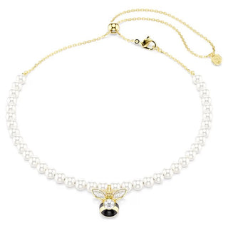 Swarovski Idyllia choker Crystal pearl, Mixed cuts, Bee, White, Gold-tone plated 5742677