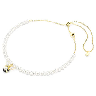 Swarovski Idyllia choker Crystal pearl, Mixed cuts, Bee, White, Gold-tone plated 5742677
