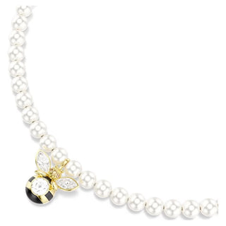 Swarovski Idyllia choker Crystal pearl, Mixed cuts, Bee, White, Gold-tone plated 5742677