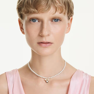 Swarovski Idyllia choker Crystal pearl, Mixed cuts, Bee, White, Gold-tone plated 5742677