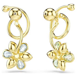 Swarovski - Idyllia drop earrings, Asymmetrical design, Mixed cuts, Flower, Multicolored, Gold-tone plated 5709025