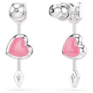 Swarovski Idyllia drop earrings, Mixed cuts, Heart with arrow, White, Rhodium plated 5749602