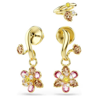 Idyllia earrings, Set (3), Mixed cuts, Flower, Multicolored, Gold-tone plated 5732386