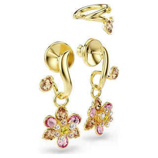 Idyllia earrings, Set (3), Mixed cuts, Flower, Multicolored, Gold-tone plated 5732386