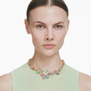 Swarovski - Idyllia necklace, Mixed cuts, Flower, Multicolored, Gold-tone plated 5709030