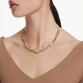 Idyllia necklace, Mixed cuts, Flower, Multicolored, Gold-tone plated 5732385