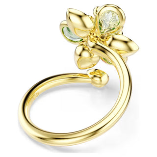 Swarovski - Idyllia open ring, Mixed cuts, Flower, Green, Gold-tone plated 5720297