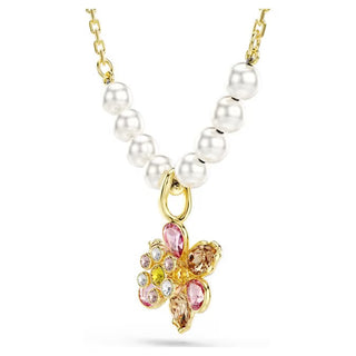 Idyllia pendant, Crystal pearl, Mixed cuts, Flower, Multicolored, Gold-tone plated 5723140