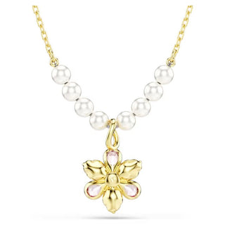 Idyllia pendant, Crystal pearl, Mixed cuts, Flower, Multicolored, Gold-tone plated 5723140