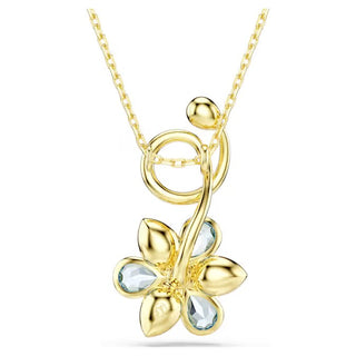 Swarovski - Idyllia pendant, Mixed cuts, Flower, Blue, Gold-tone plated 5709029