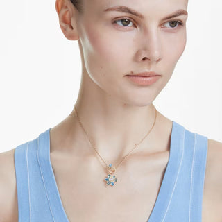 Swarovski - Idyllia pendant, Mixed cuts, Flower, Blue, Gold-tone plated 5709029