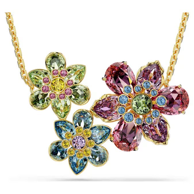 Swarovski - Idyllia pendant, Mixed cuts, Flower, Multicolored, Gold-tone plated 5721668