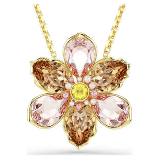 Idyllia pendant and brooch, Mixed cuts, Flower, Multicolored, Gold-tone plated 5735227