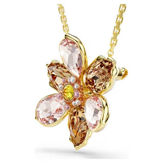Idyllia pendant and brooch, Mixed cuts, Flower, Multicolored, Gold-tone plated 5735227