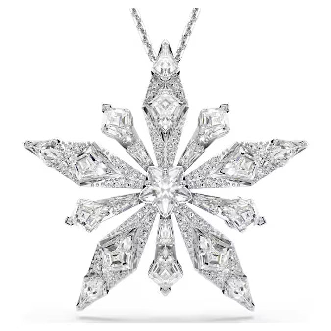 Swarovski Idyllia pendant and brooch Star, White, Rhodium plated 5740116