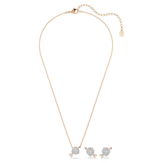 Swarovski Idyllia set, Mixed cuts, Heart with arrow, White, Rose gold-tone plated 5745580