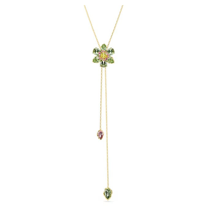 Swarovski - Idyllia Y pendant, Mixed cuts, Flower, Multicolored, Gold-tone plated 5717158