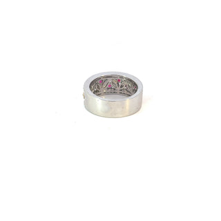 Anillo de diamantes y rubíes de oro blanco y amarillo de 14 quilates - talla 6,5