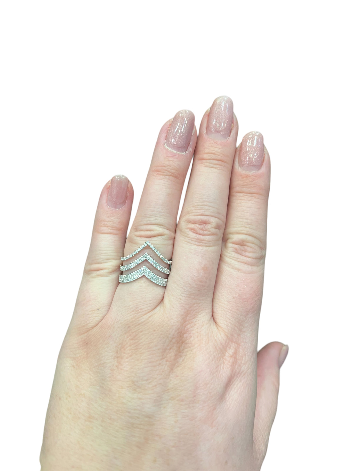 Anillo de diamantes en oro blanco de 14 quilates - talla 6,5