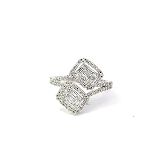 Anillo de diamantes en oro blanco de 14 quilates - talla 6,5