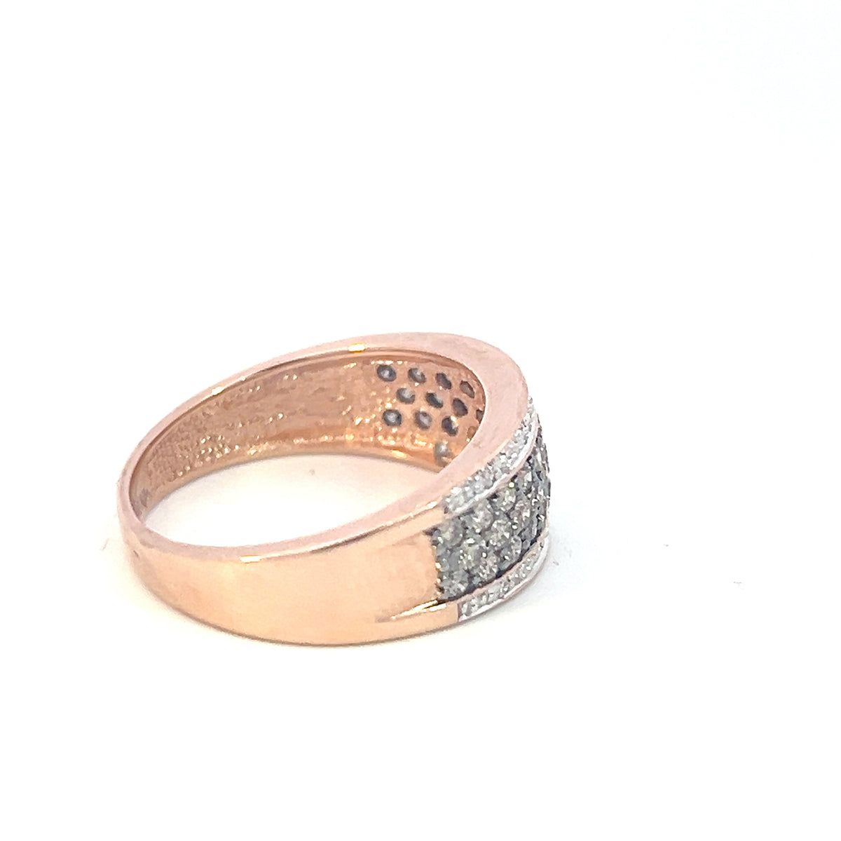 10K Rose Gold 0.65cttw Brown Diamond Ring with Black Rhodium Enhanced Top