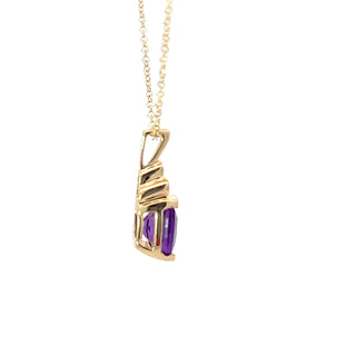 Colgante de oro amarillo de 10 quilates con amatista de 0,80 quilates y diamante de 0,015 quilates, 18"
