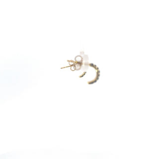 10K Yellow Gold Sapphire & Diamond Half Hoop Earrings