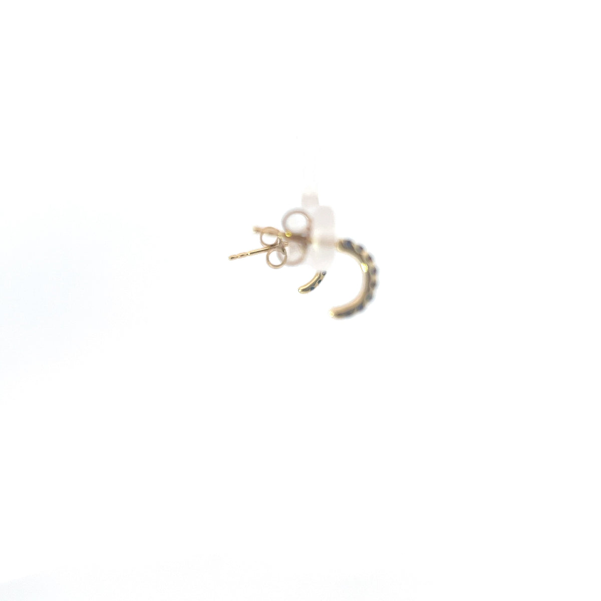 10K Yellow Gold Sapphire &amp; Diamond Half Hoop Earrings