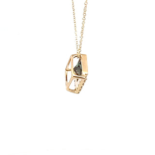 10K Yellow Gold Created Alexandrite and Diamond Necklace - 18 Inches