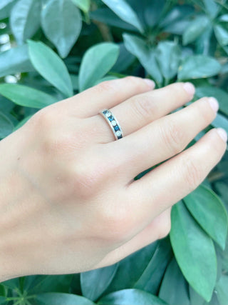 10K White Gold Sapphire & Diamond Band