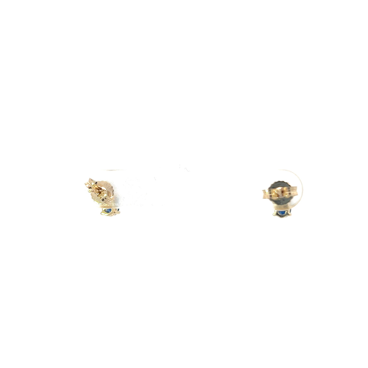 10K Yellow Gold Sapphire &amp; Diamond Stud Earrings