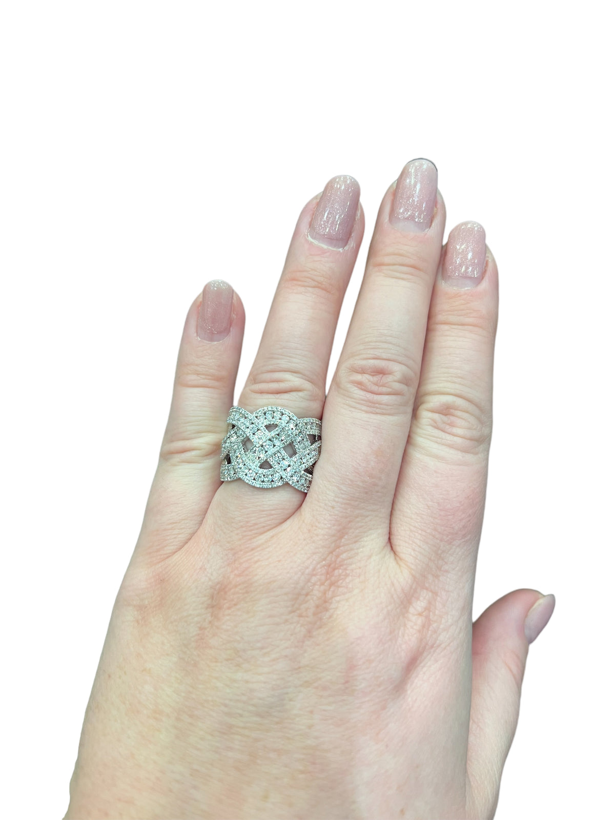 Anillo de diamantes en oro blanco de 14 quilates - talla 6,5