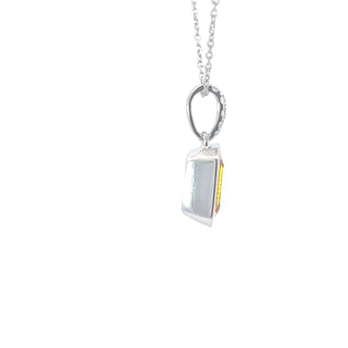 Colgante de oro blanco de 14 quilates con citrino de 1,30 quilates y diamante de 0,05 quilates, 18"