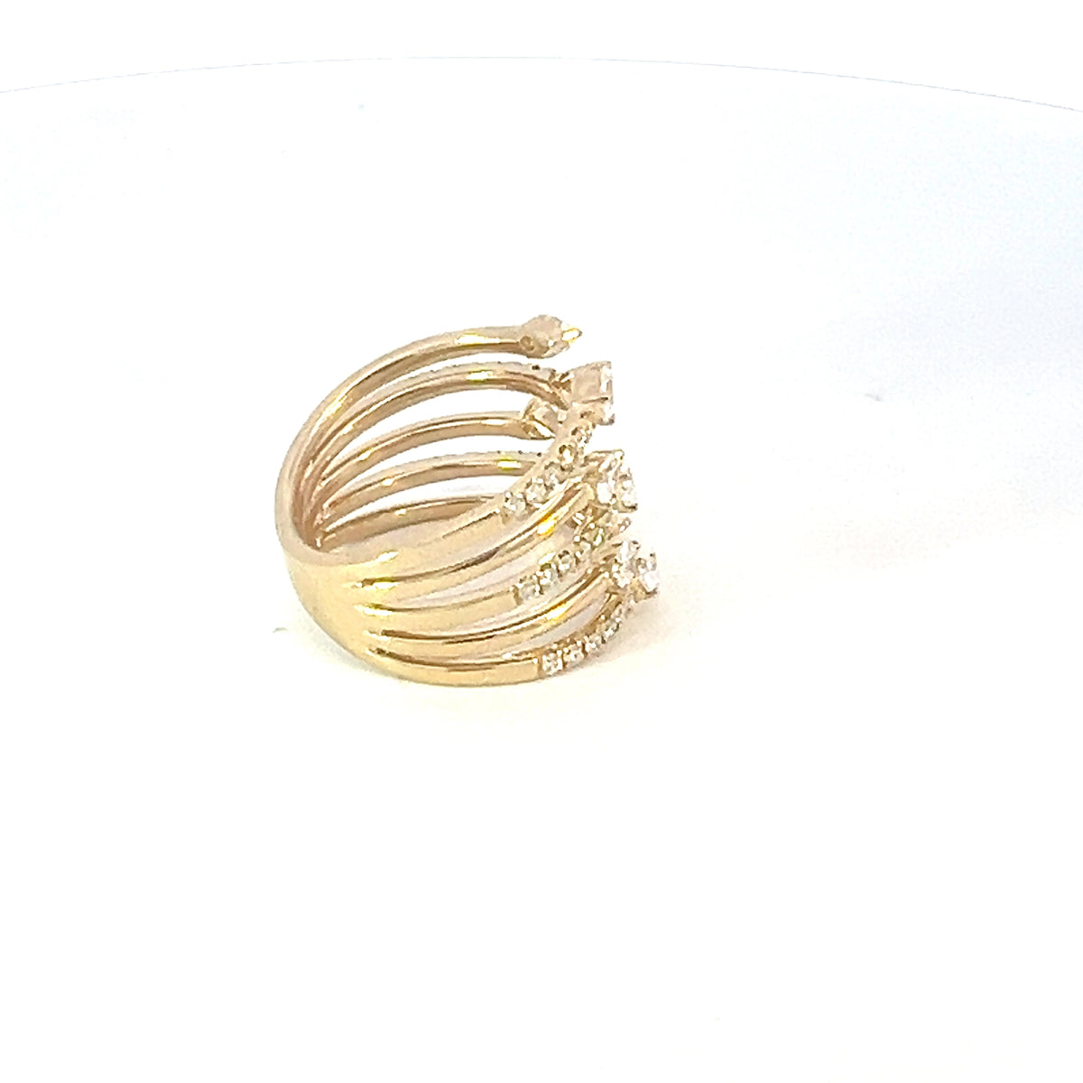 Anillo de diamantes en oro amarillo de 14 quilates - talla 6,5